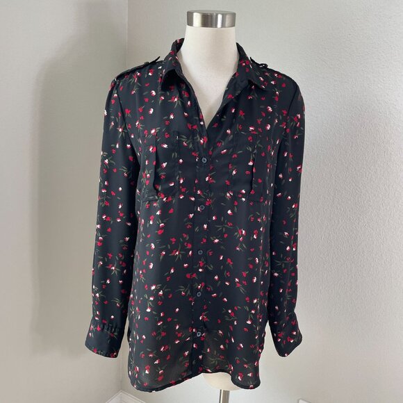 Banana Republic Womens Medium Classic Fit Floral Button Up Shirt Blouse Top - Picture 1 of 10